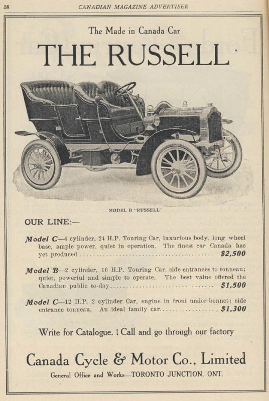 1900s price list for The Russell
